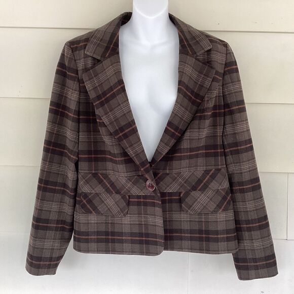 Tribal dark green plaid jacket blazer size 14.  0318 - Picture 1 of 9
